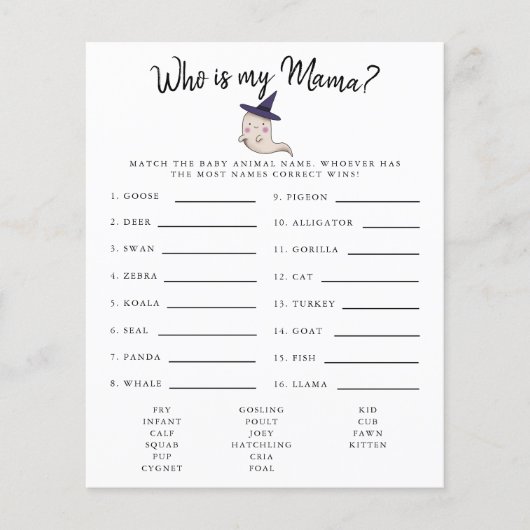 私のママ赤ちゃんシャワーのゲームである小さなブガール (正面)