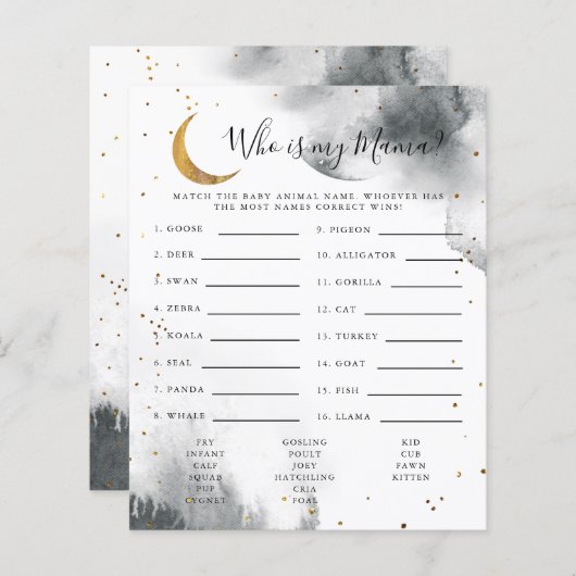 私のママ赤ちゃんシャワーゲームである灰色の月 (正面/裏面)