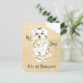 私のマルチーズ食べ宿題 ポストカード (スタンド正面)