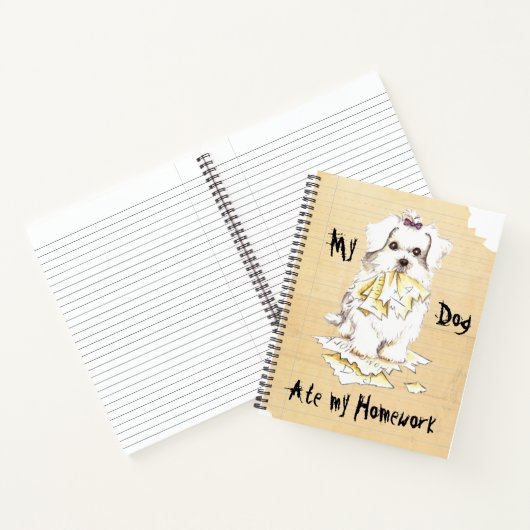 私のマルチーズ食べ私の宿題 ノートブック (内部)