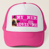 私のミイラは私を- CATが付いているピンクの帽子愛します キャップ (正面)