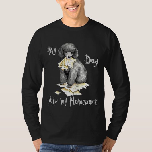 私のミニチュアプー食べル宿題 Tシャツ (正面)
