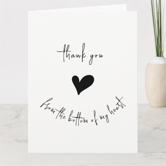 私のミニマリストカードの底からお礼ハート サンキューカード (正面)