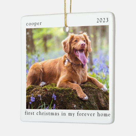 私のミニマル永遠の愛犬の初めてのクリスマス セラミックオーナメント (左)