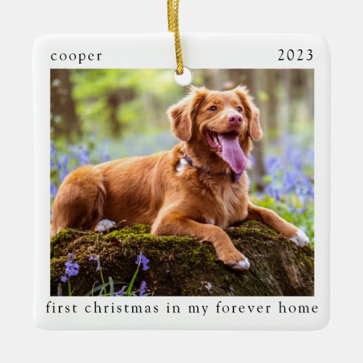 私のミニマル永遠の愛犬の初めてのクリスマス セラミックオーナメント (正面)