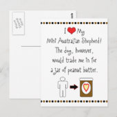 私のミニ・オーストラリア・シェパードがピーナッツ・バターが好き ポストカード (正面/裏面)