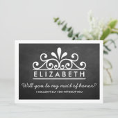 私のメイドオブオナーになってくれる？ チョークボードのティアラ 招待状 (スタンド正面)