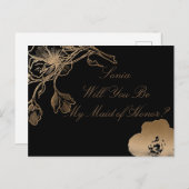 私のメイド・オナー・メタリック・ゴールデン・フローラ インビテーションポストカード (正面/裏面)