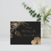 私のメイド・オナー・メタリック・ゴールデン・フローラ インビテーションポストカード (スタンド正面)