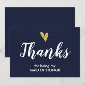 私のメイド・オブ・オナーになってくれてありがとう カード | ネイビー (正面/裏面)
