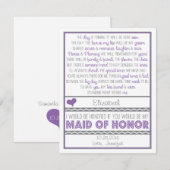 私のメイド・オブ・オナーになってくれますか 紫/灰色の詩のカード 招待状 (正面/裏面)