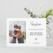 私のメイド・オブ・オナーになってくれる？シンプルな結婚式 招待状 (スタンド正面)