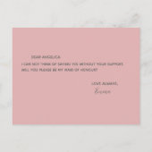 私のメイド・オブ・オーナー（花嫁付き添い人）かわいらしピンク インビテーションポストカード (裏面)