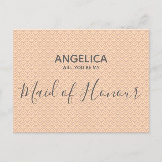 私のメイド・オブ・オーナー（花嫁付き添い人）かわいらしピンク インビテーションポストカード (正面)