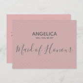 私のメイド・オブ・オーナー（花嫁付き添い人）かわいらしピンク インビテーションポストカード (正面/裏面)