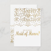 「私のメイド・オブ・オーナー（花嫁付き添い人）か？」 フェイク金ゴールド紙吹雪 招待状 (正面/裏面)