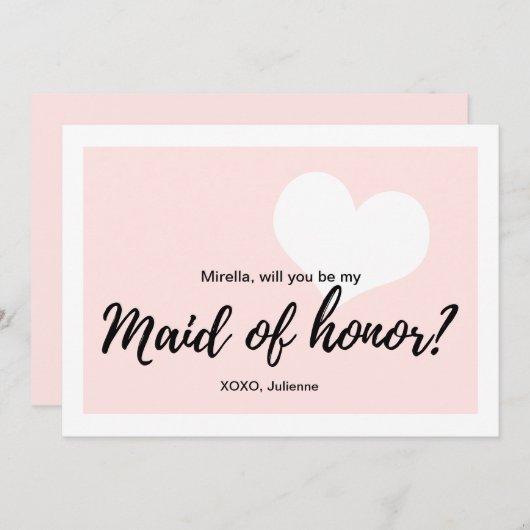 「私のメイド・オブ・オーナー（花嫁付き添い人）になる？」書道スタイル 招待状 (正面/裏面)