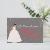 私のメイド・オブ・オーナー(花嫁付き添い人)の白いデザインの凝った服です 招待状 (スタンド正面)