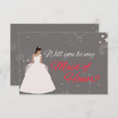 私のメイド・オブ・オーナー(花嫁付き添い人)の白いデザインの凝った服です 招待状 (正面/裏面)