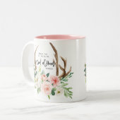 私のメイド・オブ・オーナー(花嫁付き添い人)の花柄のマグがあることをありがとう ツートーンマグカップ (正面左)