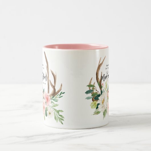 私のメイド・オブ・オーナー（花嫁付き添い人）の花柄のマグがあることをありがとう ツートーンマグカップ (中央)