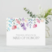 私のメイド・オブ・オーナー（花嫁付き添い人）の花柄の水彩画です 招待状 (スタンド正面)