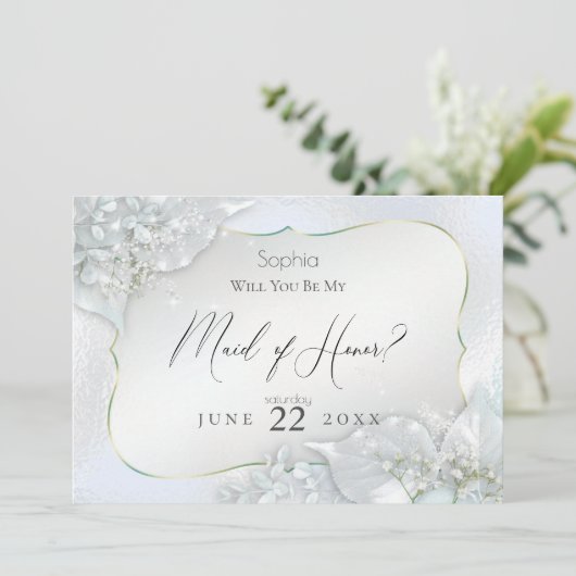 私のメイド・オブ・オーナー（花嫁付き添い人）アイスブルーきらめく 招待状 (スタンド正面)