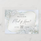 私のメイド・オブ・オーナー（花嫁付き添い人）アイスブルーきらめく 招待状 (正面/裏面)