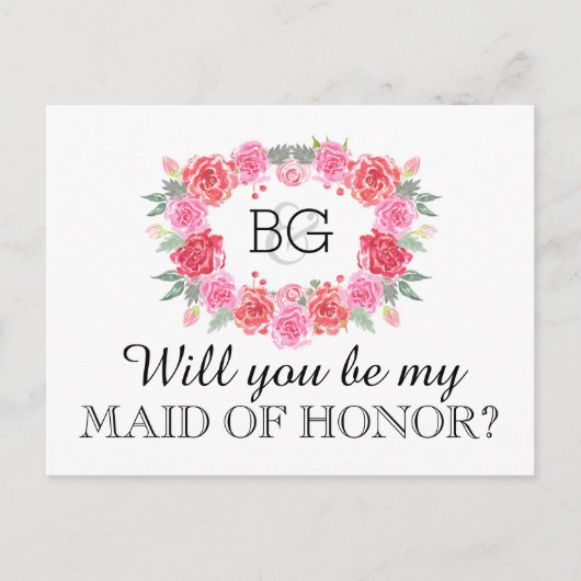 私のメイド・オブ・オーナー（花嫁付き添い人） インビテーションポストカード (正面)