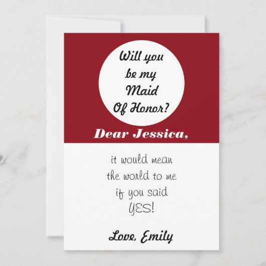 私のメイド・オブ・オーナー(花嫁付き添い人)?カスタマイズ水玉模様 招待状 (正面)