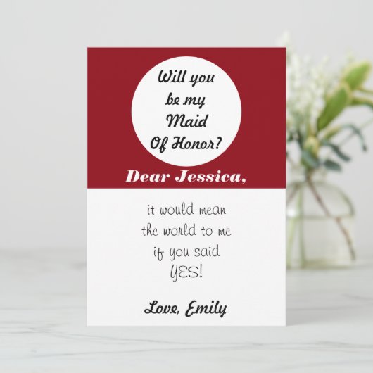 私のメイド・オブ・オーナー（花嫁付き添い人）?カスタマイズ水玉模様 招待状 (スタンド正面)