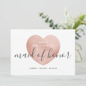 私のメイド・オブ・オーナー（花嫁付き添い人）カード – バラ金ゴールド 招待状 (スタンド正面)