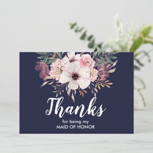 私のメイド・オブ・オーナー（花嫁付き添い人）カード|花柄があることをありがとう サンキューカード (スタンド正面)