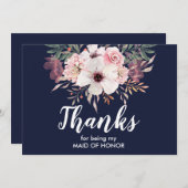 私のメイド・オブ・オーナー（花嫁付き添い人）カード|花柄があることをありがとう サンキューカード (正面/裏面)