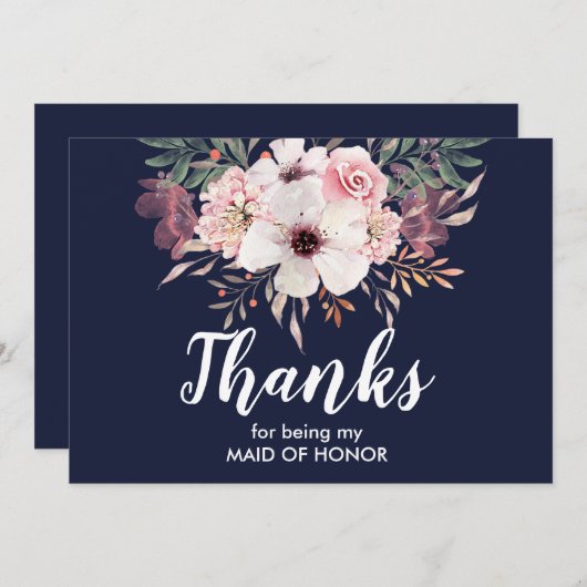 私のメイド・オブ・オーナー（花嫁付き添い人）カード|花柄があることをありがとう サンキューカード (正面/裏面)