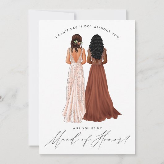 私のメイド・オブ・オーナー(花嫁付き添い人)?ガウン姿の女の子を招待 招待状 (正面)