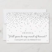 私のメイド・オブ・オーナー（花嫁付き添い人）?シルバー紙吹雪 招待状 (正面)