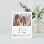 私のメイド・オブ・オーナー（花嫁付き添い人）シンプル写真 インビテーションポストカード (スタンド正面)