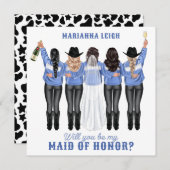 私のメイド・オブ・オーナー（花嫁付き添い人）?デニムの女子 招待状 (正面/裏面)