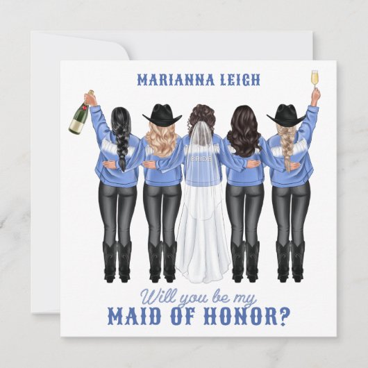 私のメイド・オブ・オーナー（花嫁付き添い人）?デニムの女子 招待状 (正面)