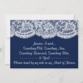 私のメイド・オブ・オーナー（花嫁付き添い人）?ネイビーブルー&レース 招待状 (裏面)