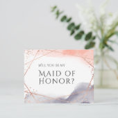 私のメイド・オブ・オーナー（花嫁付き添い人）バラ金ゴールド幾何学的 招待状 (スタンド正面)