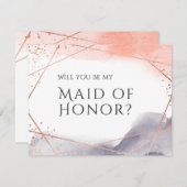 私のメイド・オブ・オーナー（花嫁付き添い人）バラ金ゴールド幾何学的 招待状 (正面/裏面)