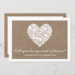 私のメイド・オブ・オーナー（花嫁付き添い人）?バーラップハートカード 招待状