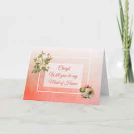 私のメイド・オブ・オーナー(花嫁付き添い人)パーソナライズされたカード 招待状