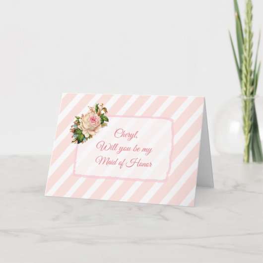 私のメイド・オブ・オーナー（花嫁付き添い人）パーソナライズされたカード 招待状 (正面)