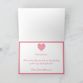 私のメイド・オブ・オーナー（花嫁付き添い人）?ピンクのハートカード 招待状 (内部)