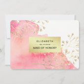 私のメイド・オブ・オーナー（花嫁付き添い人）?ピンクの水色 招待状 (正面)