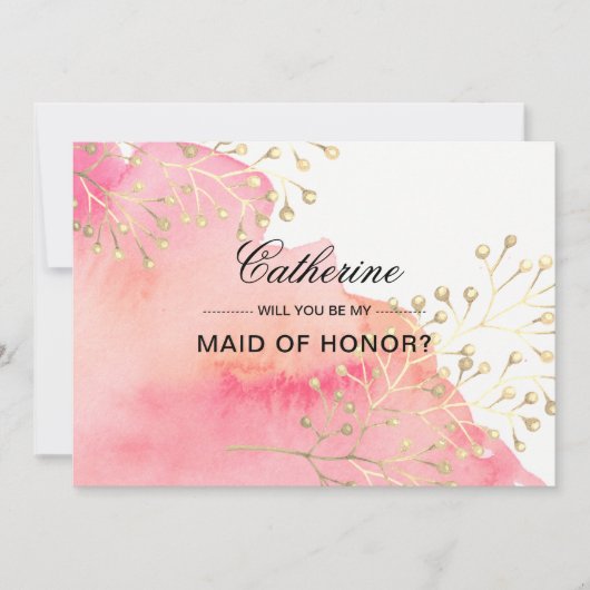 私のメイド・オブ・オーナー(花嫁付き添い人)?ピンクの水色 招待状 (正面)