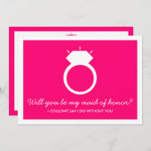 私のメイド・オブ・オーナー(花嫁付き添い人)?ピンクリングや輪カード 招待状 (正面/裏面)